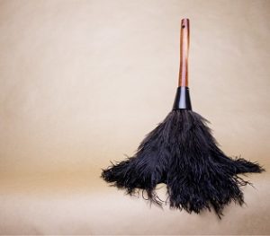 Wooden handle black ostrich feather duster